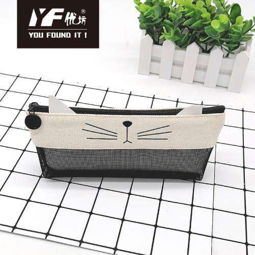 Pencil Case With Pens School stationary cat ears style mesh pencil case Manufactory