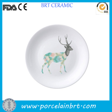 Ornamental porcelain deer Wall Plate