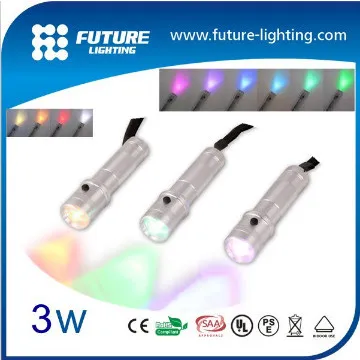Multifunction 3W rgb color changing led flash light