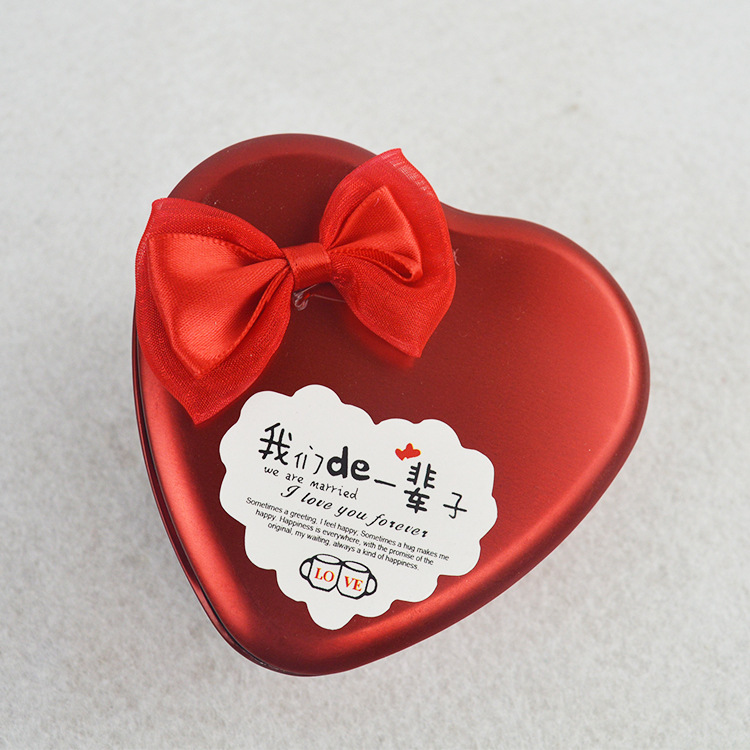 Scatola di latta del cuore di Bowknot del regalo di nozze