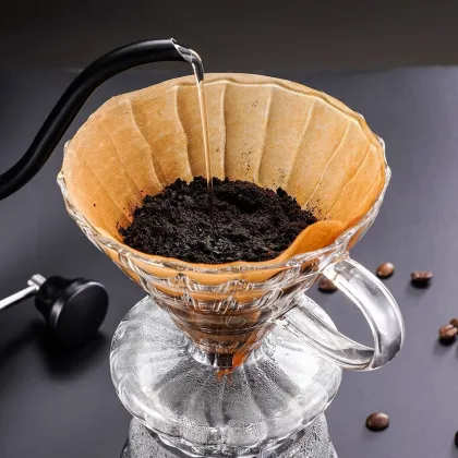 Pour Over Coffee Set: Borosilicate Glass Cone Dripper and Accessories
