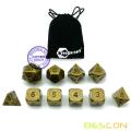 Bescon 10er Set alten Messing massivem Metall Polyhedral Würfel Set, alte Finish Bronze Metall RPG Rollenspiel Spiel Würfel 7 + 3 Extra D6s