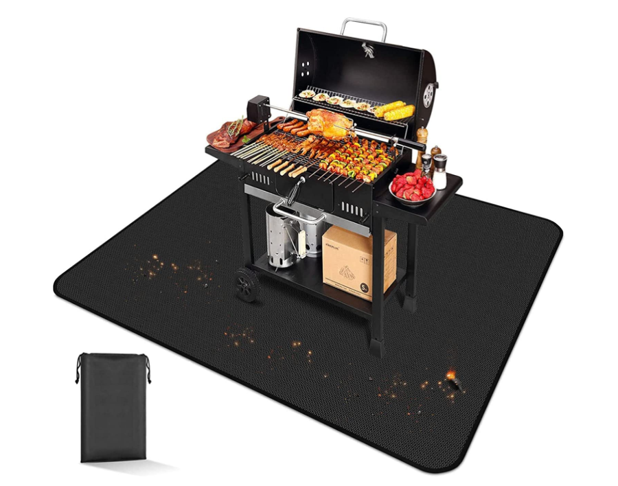 Huicai Outdoor Picknick Feuermatten Feuerstelle Camping BBQ Feuerofen Ofen Matten Bodenmatten Glasfaser unter Grill Schutzdeck