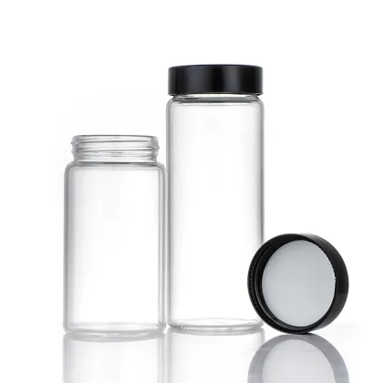 Transparent glass storage bottle