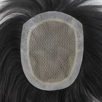 Shmily Wholesale Breathable Invisible Seamless Can Be Cut Human Hair Toupee PU Super Thin Full Hand Hook Mesh Toupee For Mens