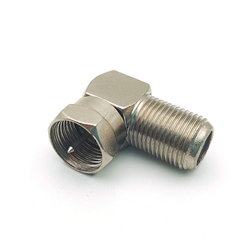 Right Angle Male to Female F-type Coaxial Adapter