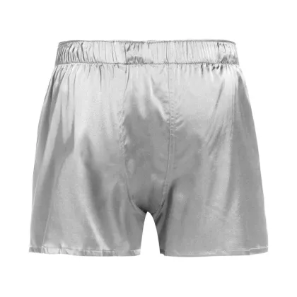 Fitted Draping Silk Boxer Men Draping Button Solid