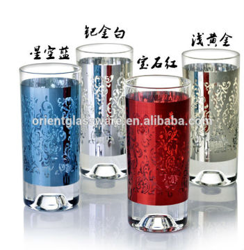 premium crystal red wine shot glasses wih mosaic gold decoration