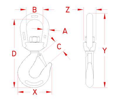 Heavy Duty Swivel Eye Hook Drawing