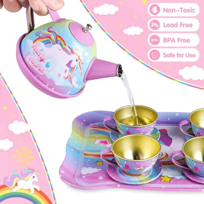 Princess Tea Party Toy: Toy Unicorn Tea Set for Little Girls