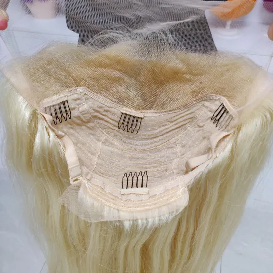 cheap wholesale 100% human Cuticle Aligned  raw virgin remy Hair Blonde 613 Lace Closure Front Human for Black Women Wigs