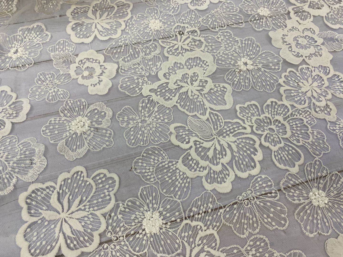 Shiny Poly Yarn Embroidery Fabric