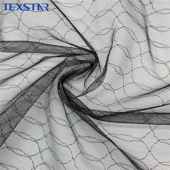 Wholesale Metallic Black Mesh Tulle Fabric for Garment