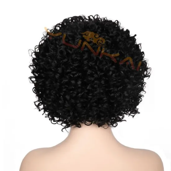 Wholesale black short Afro Curly headband wig cheap vendor for Black Women Non Lace Synthetic hair wig synthetic headband wig