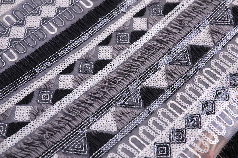 Black White Sequin Fabric