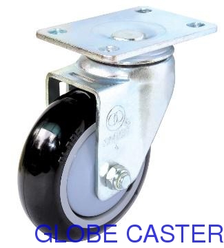 3 1/2 inch Swivel Medium duty  PU Caster(round surface)(black),MOQ:100