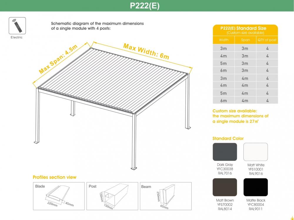 Aluminum Pergola P222