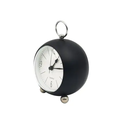 Plating Iron Metal Round Alarm Clock Needle Type Quartz Alarm Clock