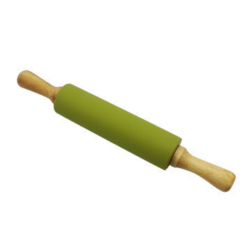 Silicone Body Wooden Handle Rolling Pin