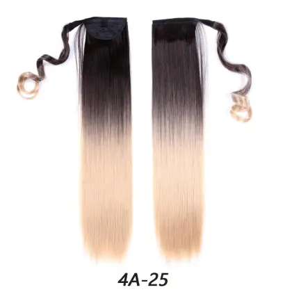Hot selling straight long wrap around brazilian black clip in pony tail