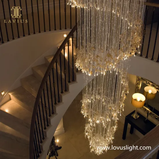 High luxury golden crystal chandelier Large hotel staircase chandelier creative chandelier Exquisite decorative chandelier