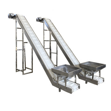 Nuts Beans Granule Incline Bucket Conveyor Belt Elevator with Vibration Hopper