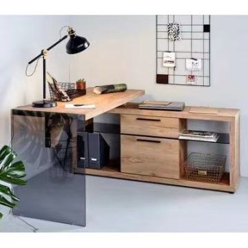 MORE DESIGN Free Wholesale Removable Home Corner Folding L Shape Writing Executive Computer Gaming Office Desk With Shelf