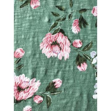 Cotton Rayon Linen Slub Print Jersey