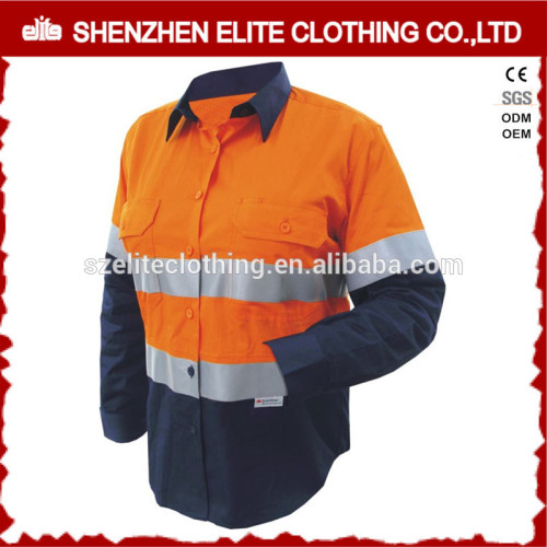 100% cotton safety ladies orange work shirt