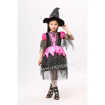 Vestido de bruxa de Halloween de meninas com chapéu
