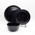 Türkische Luxusverglasende dekorative schwarze Melaminschale Teller Keramik Chinesische Schüssel Set