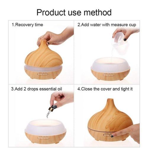 LED Lights Wood Glass Electric Oil Diffuser 400ml