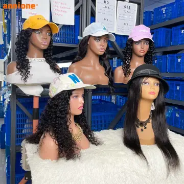 Factory Price human hair baseball cap hat wig,Baseball Cap Wig For Black Women,silly cap wigs with hats for girls