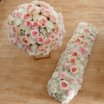 YAYUN Y-1505 OEM Artificial Silk Wall White Orchid Flower Ball Table Runner for Wedding Centerpieces