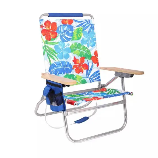 Outdoor Portable Folding Beach Chair with Wooden Armrest: Your Ultimate Beach Companion