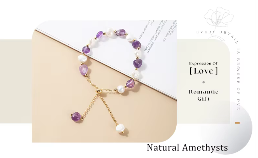 Irregular Natural Amethyst Woven Chain Bracelet
