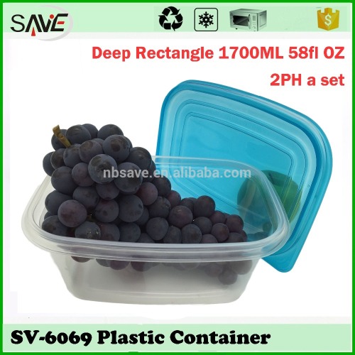 Wholesale 2PK 1700ML big deep rectangle restaurant food packaging safe plastic disposable bento boxes