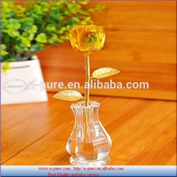 elegant and popular Engraved Crystal rose flower with vase