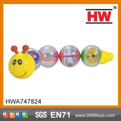 plastic toy rattle bell baby caterpillar toys
