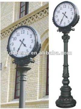Decorative Outdoor Square Clock Sign Post