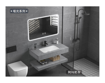 Luxury Customize Bathroom Slate Rock Board Basin Cabinet Combination With LED Mirror