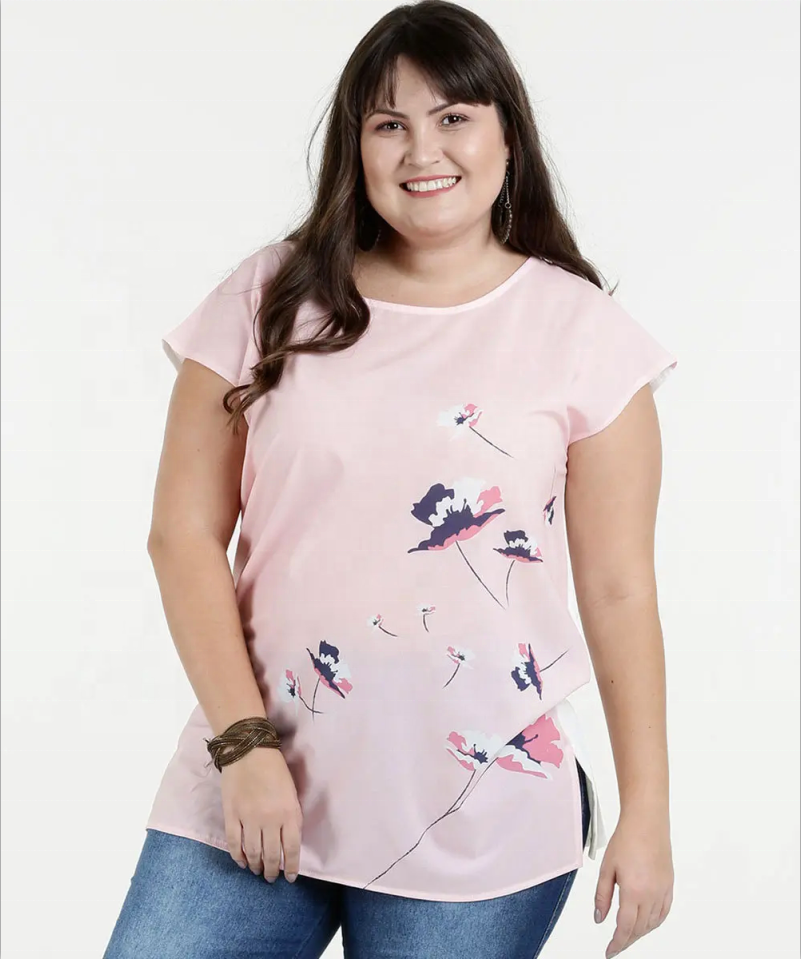 Las mujeres más nuevas blusa causal blusa corta de gasa floral