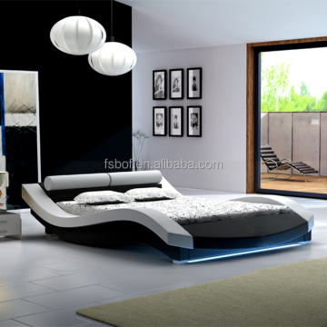 Letti per camere da letto moderni moderni indiani con padiglioni di lettura della testiera a LED - A022-1