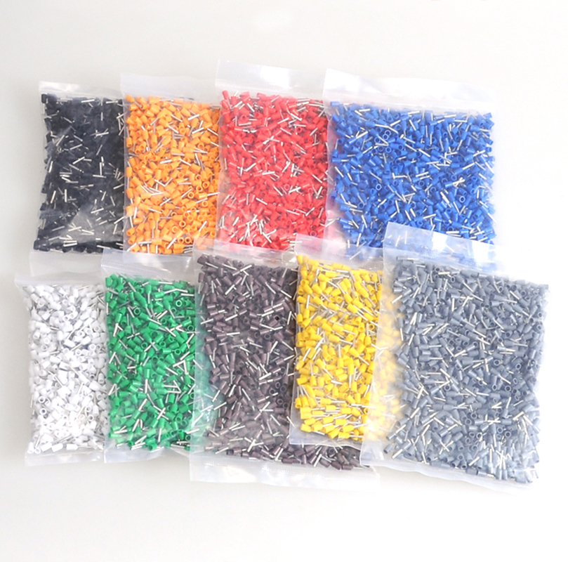 100pcs Tube Insutated Cord End Terminals Electrical Crimp Terminal Wire Connector E2508 E2510 E2512 Wiring Cable Ferrules VE