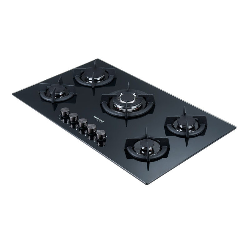 5 burners Black tempered glass Easy to operate hotel Portable Table Top Gas Stove