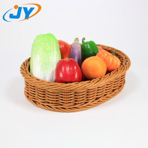 oval shaped brown rattan basket for bread display