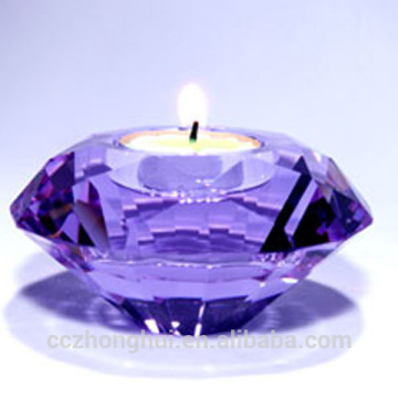 2016 wholesale purple clear crystal candle holder for gifts