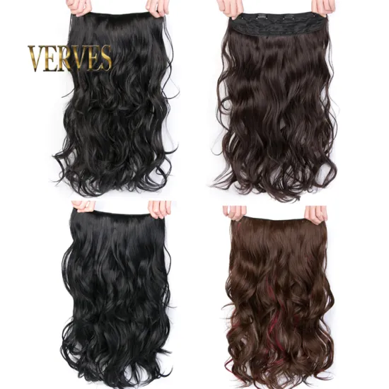 High Temperature Synthetic Hairpiece Clip In Hair Extensions Body Wave Hair Corn Wavy Long easy wear Synthetic Hair