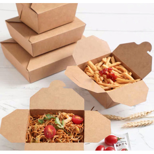 Popular Disposable Packing Kraft Paper Takeaway Lunch Box