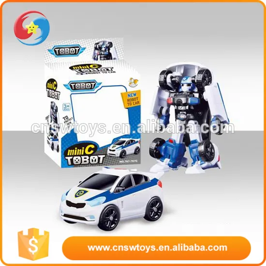 Most popular produce funny blue and white deformation plastic toy car electric